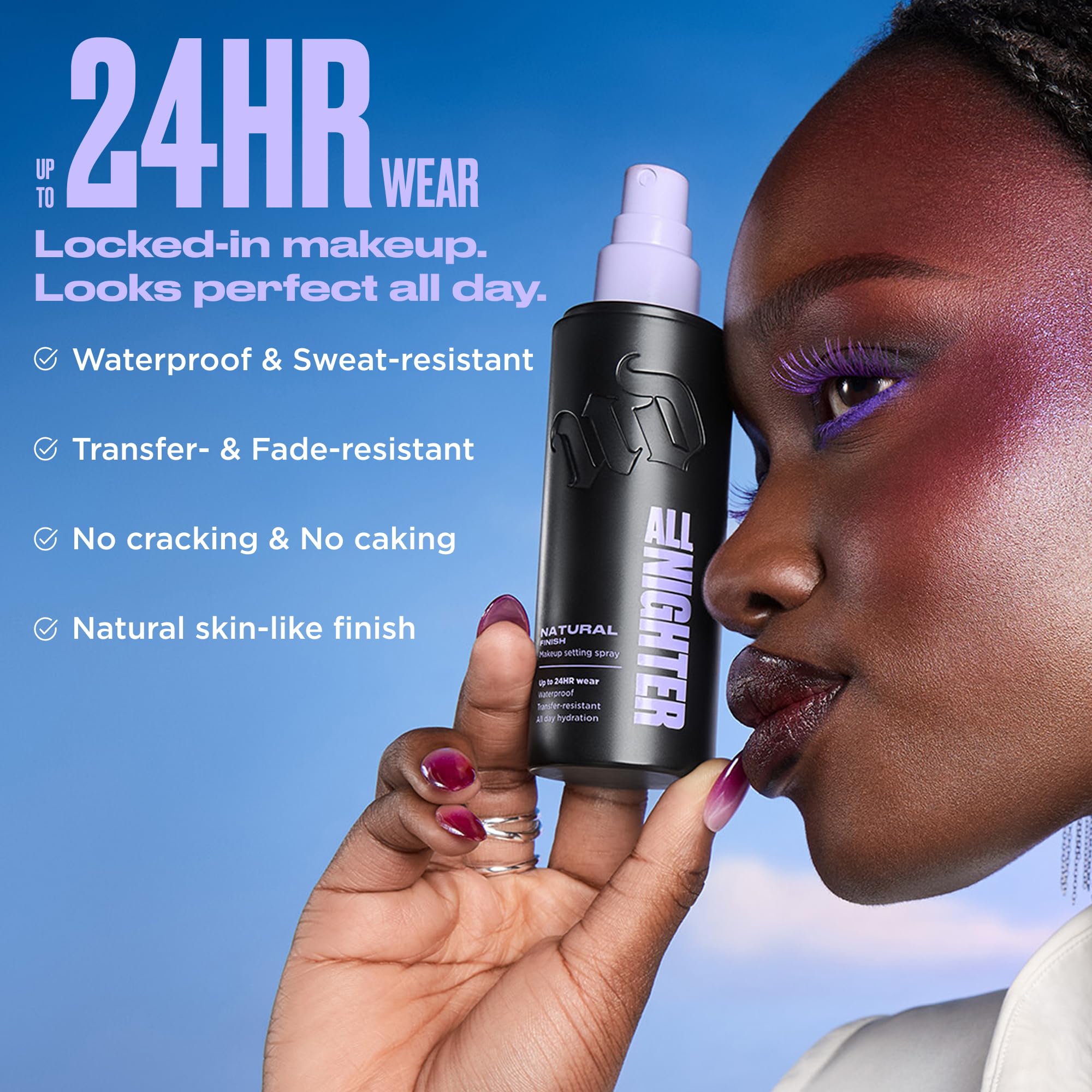 Urban Decay All Nighter Waterproof Makeup Setting Spray - Natural Finish, Up to 24HR Wear, Ultra-Fine Facial Mist, Hydrating Foundation Face Primer, Smudge-Proof, Transfer-Resistant, with Glycerin